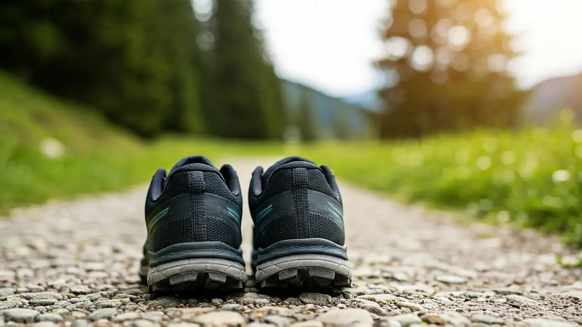 Imatge genèrica de sabatilles de trail running en un camí de muntanya.